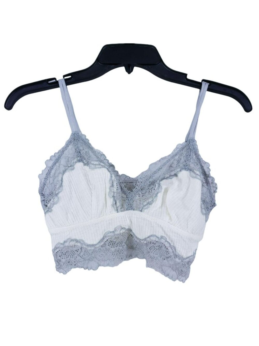 Aerie Womens Bralette Cream/Grey Lace Size Small